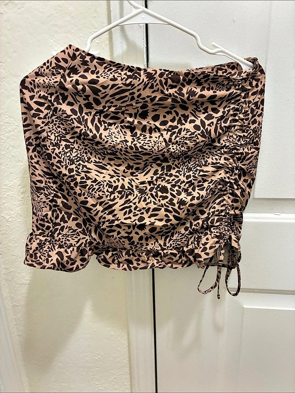 SHEIN Leopard Print Ruched Crop skirt Brown & Black Medium